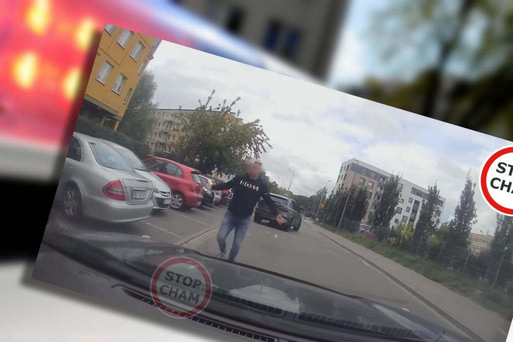 Познань. Водитель BMW преследовал водителя по парковке, потому что тот не уступал дорогу. Конец записи самый лучший [Видео]
