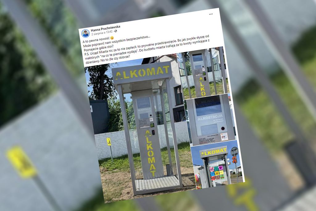 Алкогольная станция в Пуцке. Проверить свою трезвость можно за 5 злотых.