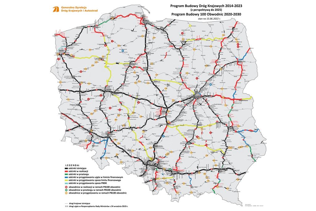 Польша – огромная строительная площадка. ГДДКиА показывает карту дорожных инвестиций в 2022 году
