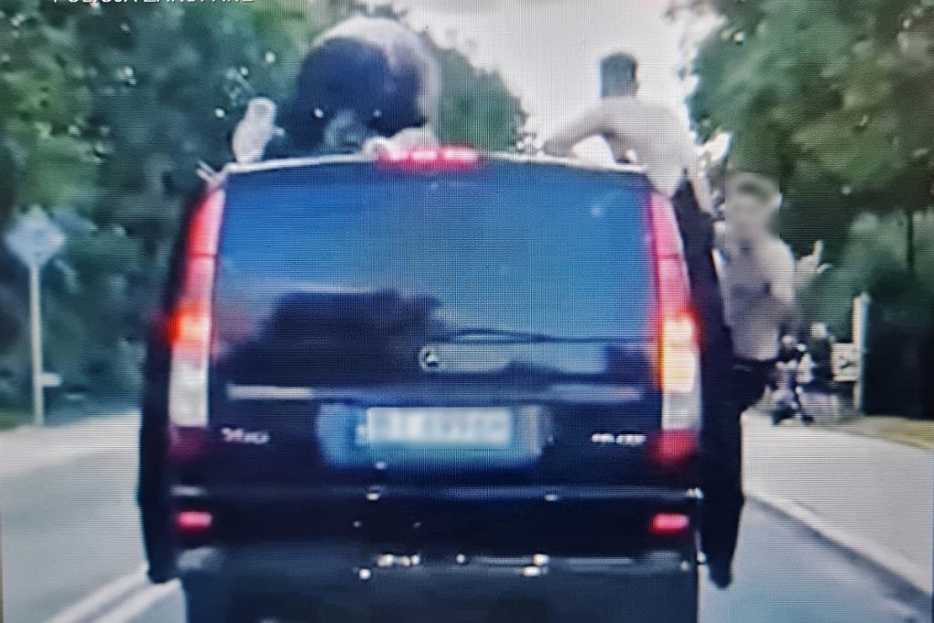 Бакалавр на крыше движущегося автобуса. Полуголые они проехали по центру Закопане