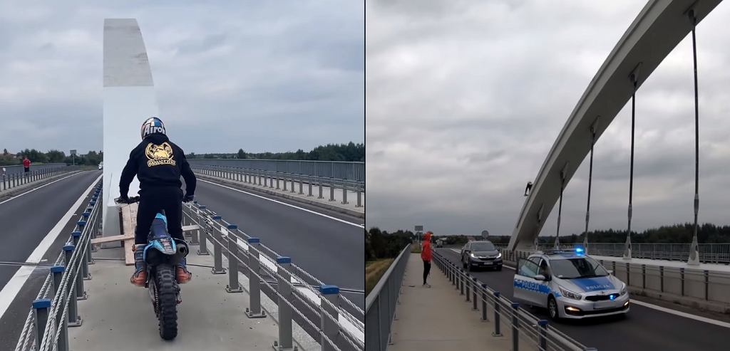 Хелмек. Мотоциклист въехал на мост, но не так, как вы думаете [ВИДЕО]