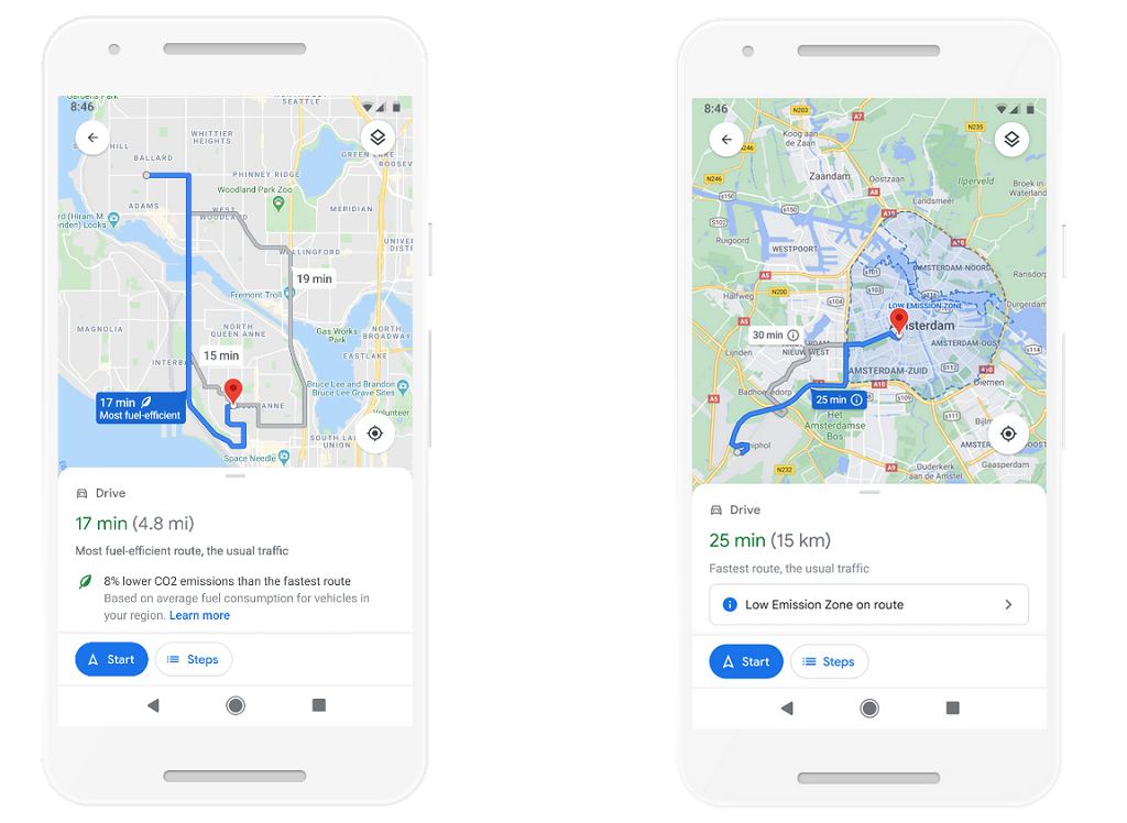 Карты Google направят вас к новым маршрутам. Речь идет об экономии топлива. И электричество