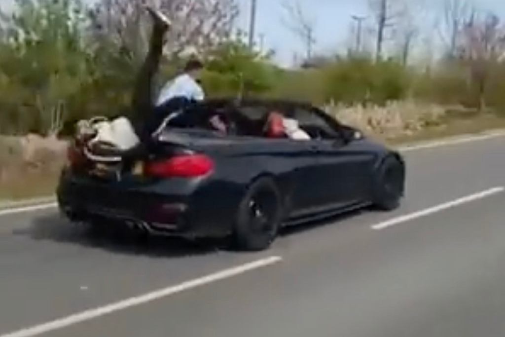 Проявление глупости водителя и пассажиров BMW M4. Это могло закончиться трагически