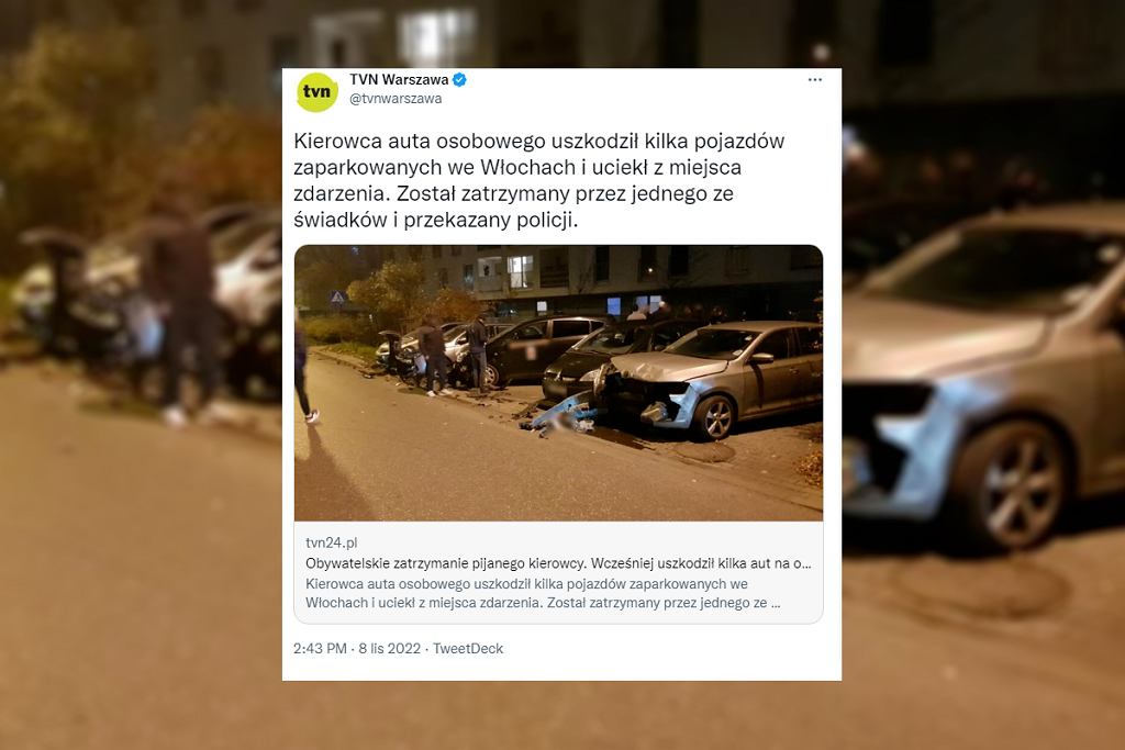 Пьяный штурм поместья. Он повредил несколько автомобилей и был остановлен свидетелями