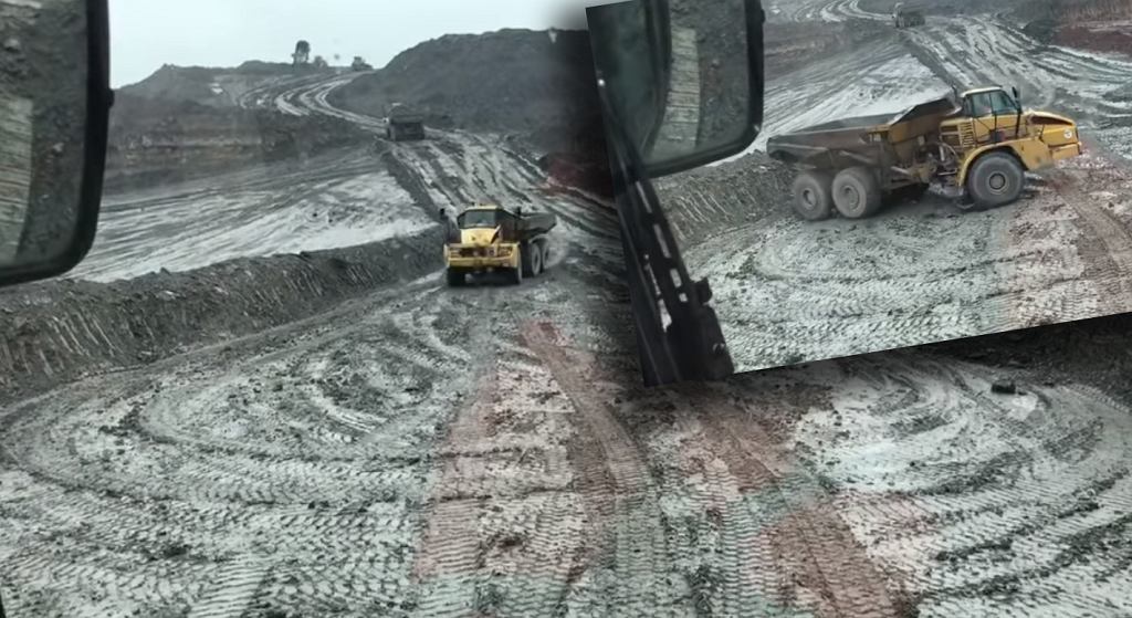 Дрифт 36 тонн. Вот как водитель самосвала Caterpillar экономит время [ВИДЕО]