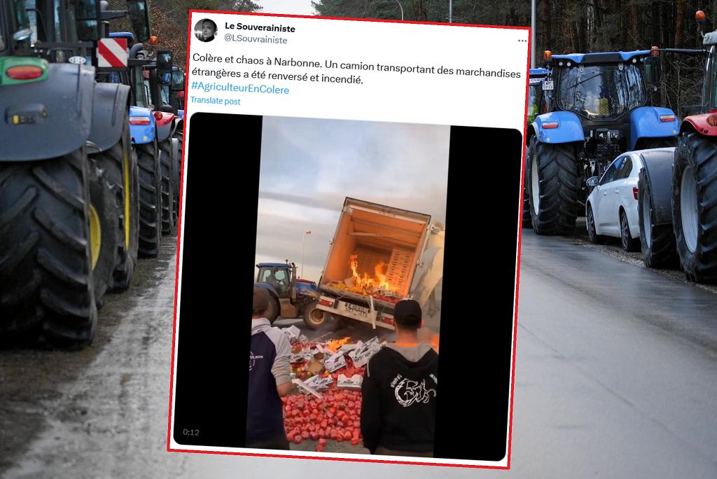 Дантескные сцены во время протеста фермеров во Франции. Дороги в Париж были перекрыты.